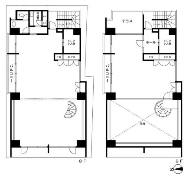 上杉本社ビル8F~9F 間取り図