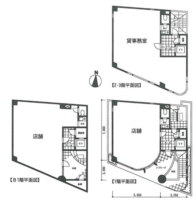 上原アバンセビルB1F～3F 間取り図