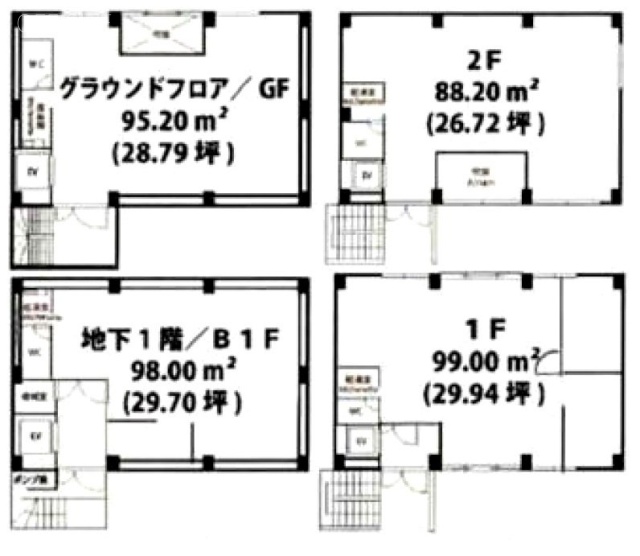 オフィスコオフィス南青山三丁目B1F～2F 間取り図