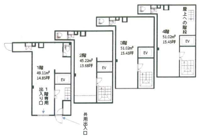 柳橋ビル1F～4F 間取り図