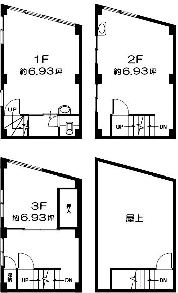 GARDEN Bldg.神田1F～3F 間取り図