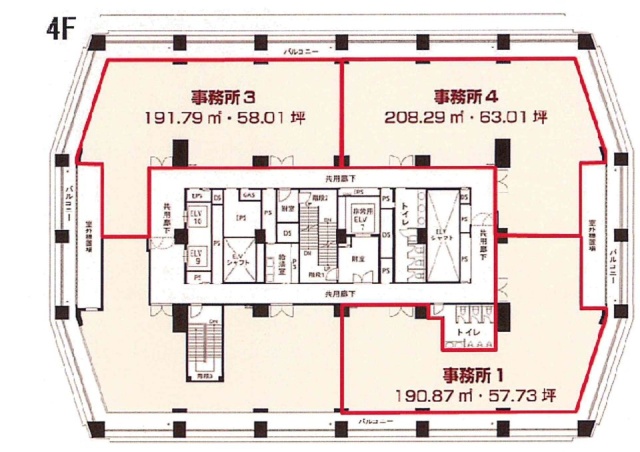 コンシェリア西新宿(TOWER’S WEST)4F 間取り図