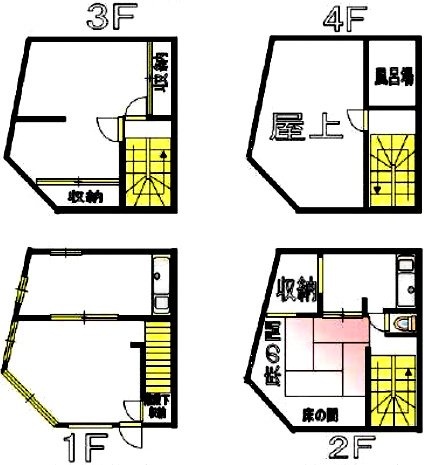 根岸1丁目貸店舗・事務所1F～3F 間取り図