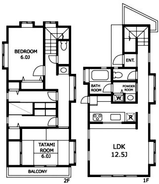 東山1丁目戸建1F～2F 間取り図