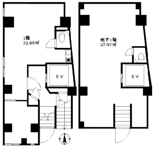 シルエットプレイスビルB1F～1F 間取り図