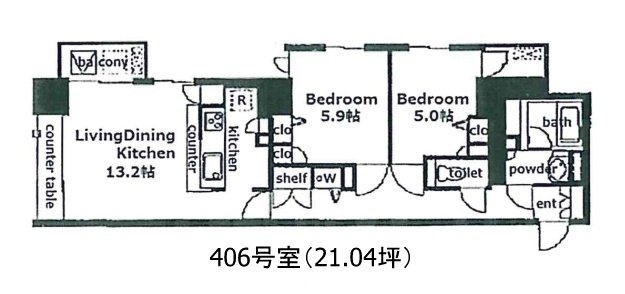 ムルーエ築地406 間取り図