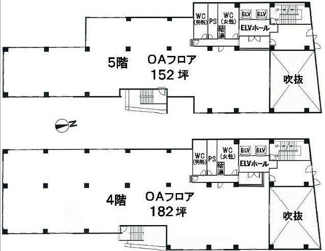 アサヒニューシティビル4F～5F 間取り図