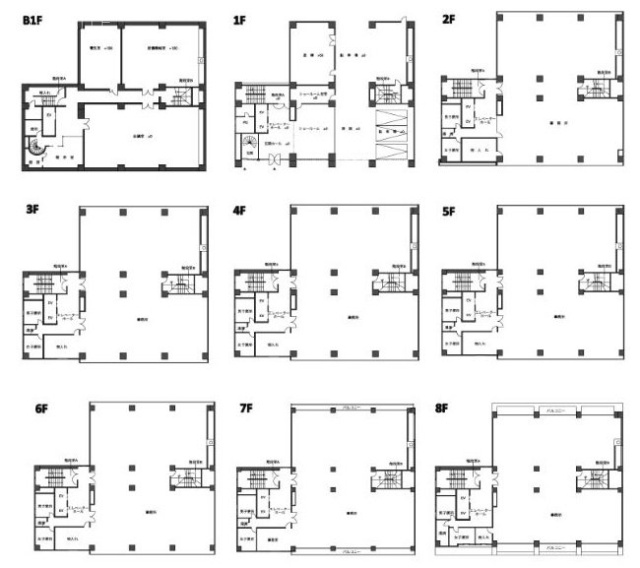 松村ビル本館B1F～8F 間取り図