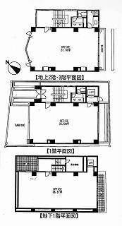 トップヒルズ千駄ヶ谷ビル-1-3F 間取り図