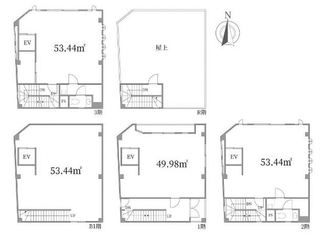 中野ESビルB1F～3F 間取り図