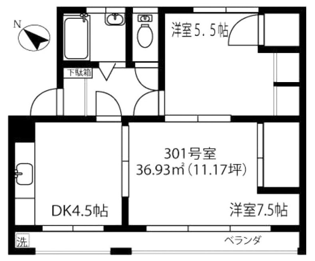 ベルコーポビル301 間取り図