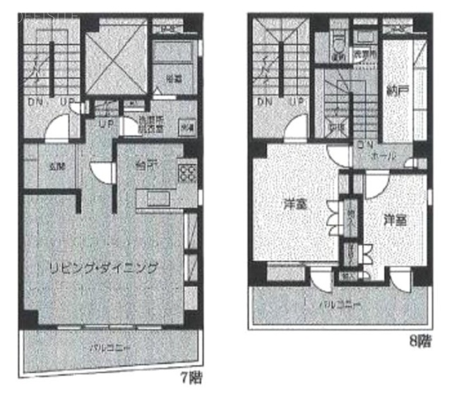 三崎町スカイフィールドビル7F～8F 間取り図