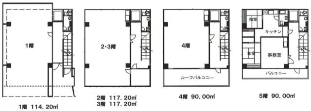 日産ビル1F～5F 間取り図