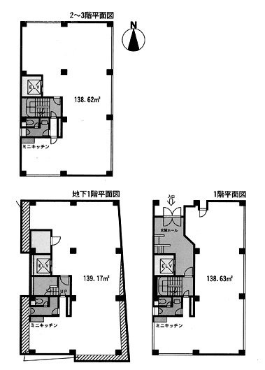 四谷若葉1丁目ビルB1F～3F 間取り図