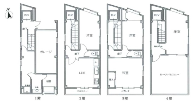ハイシティ広尾Ⅳ1F~4F 間取り図