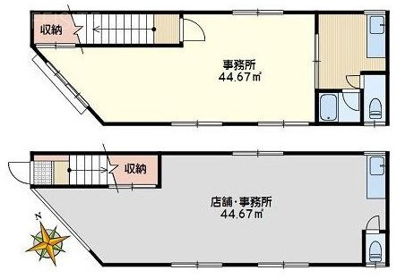 白山5丁目店舗ビル1-2F 間取り図