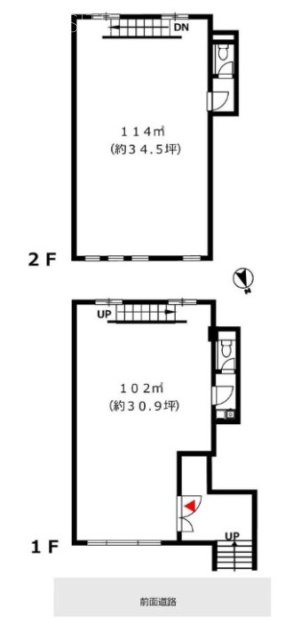 マリン西麻布1F~2F 間取り図