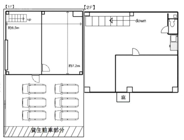 中央2丁目貸店舗・事務所1F～2F 間取り図