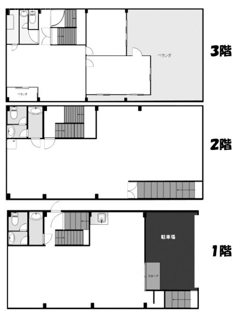 高島ビル1F～3F 間取り図