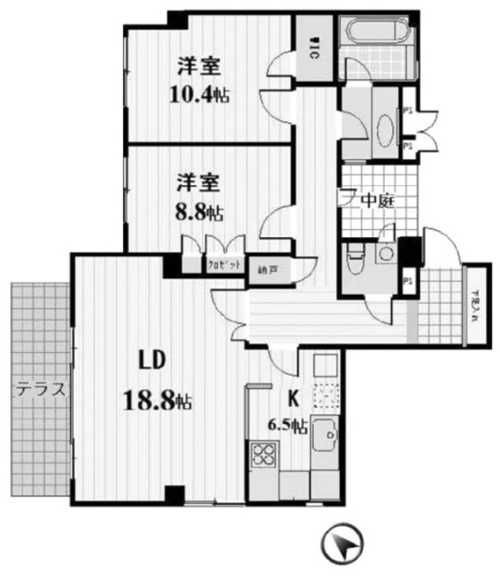 カームハウス東山ビル106 間取り図