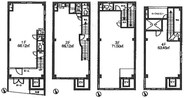 弁天町ビル1F～4F 間取り図