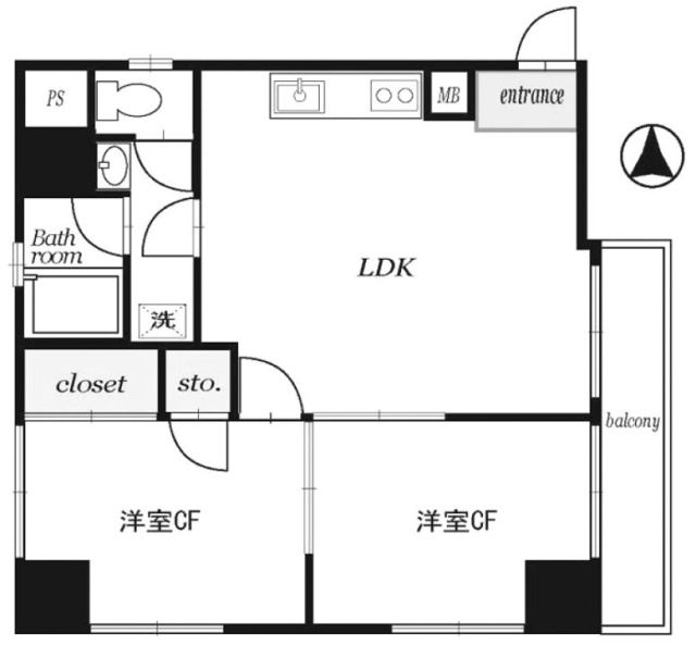 成子坂ハイツ905 間取り図