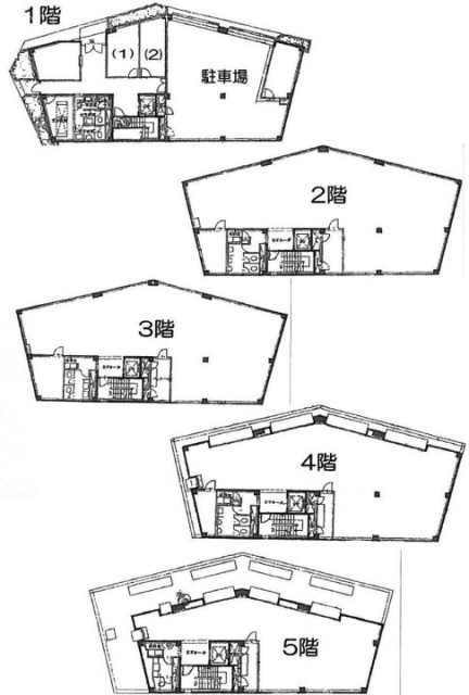 東京インキ田端別館ビル1F～5F 間取り図