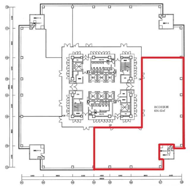 横浜ビジネスパーク(YBP)ウエストタワーBCDE 間取り図