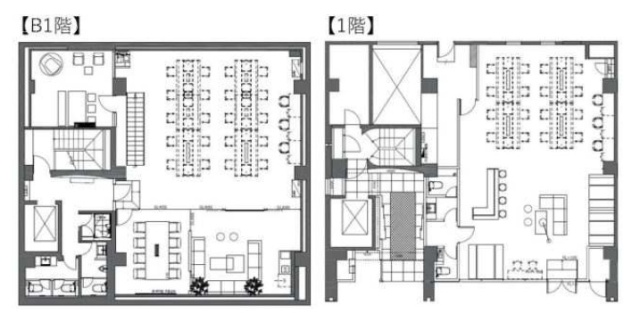 神田ファーストビルB1F～1F 間取り図