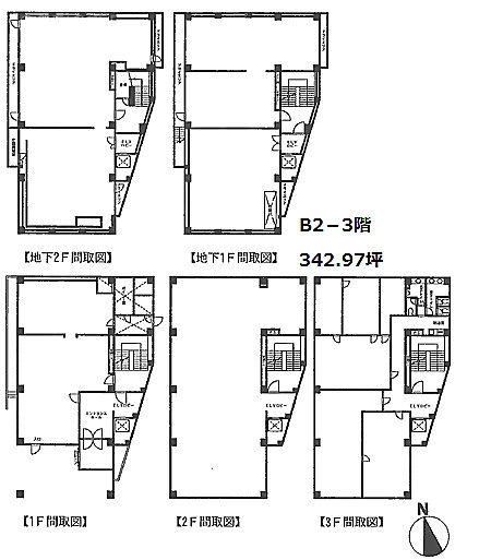 NH市ヶ谷ビルB2F～3F 間取り図