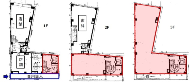 渡邊(ワタナベ)ビル1F~3F 間取り図