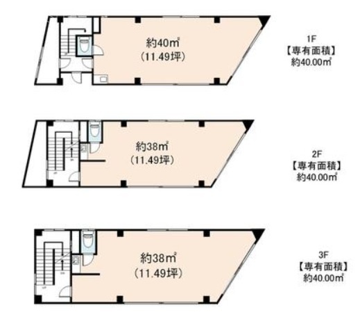 ラレーブ赤塚ビル1F~3F 間取り図