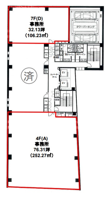 船橋スカイビルD 間取り図