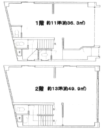 第一金子ビル1-2F 間取り図