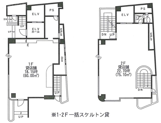 新宿土地建物第10ビル1F~2F 間取り図