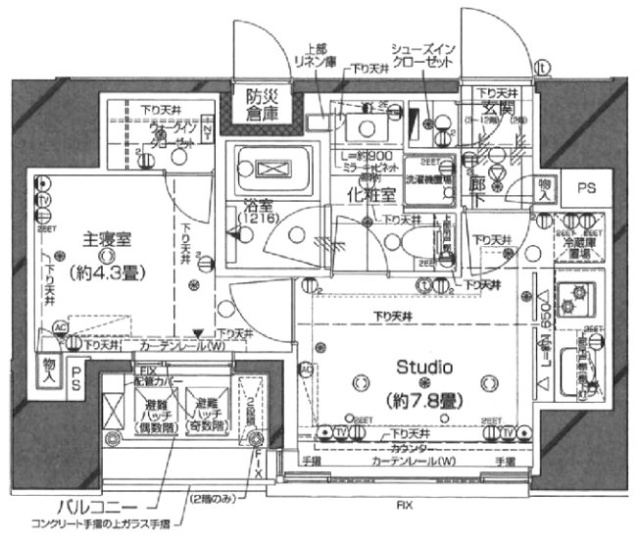 ピアース銀座8丁目802 間取り図