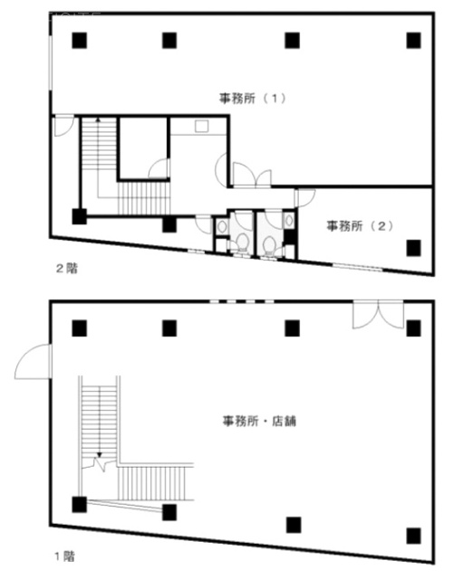 京王幡ヶ谷事務所1F～2F 間取り図